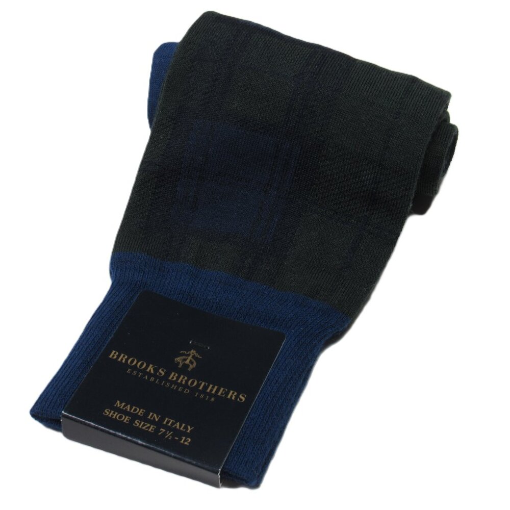 Brooks Brothers Men's Blackwatch Dress Socks Navy Blue Made in Italy One Size